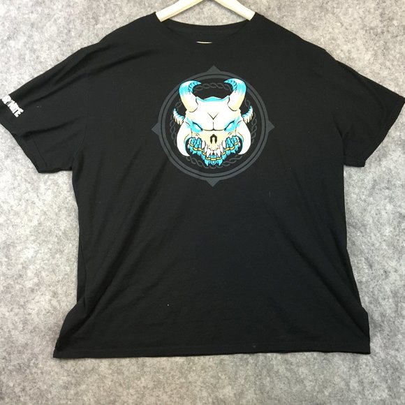pop Tops - Fortnite T Shirt 2XL Womens Unisex Short Sleeve Black Graphic Pop Tees Crew Neck
